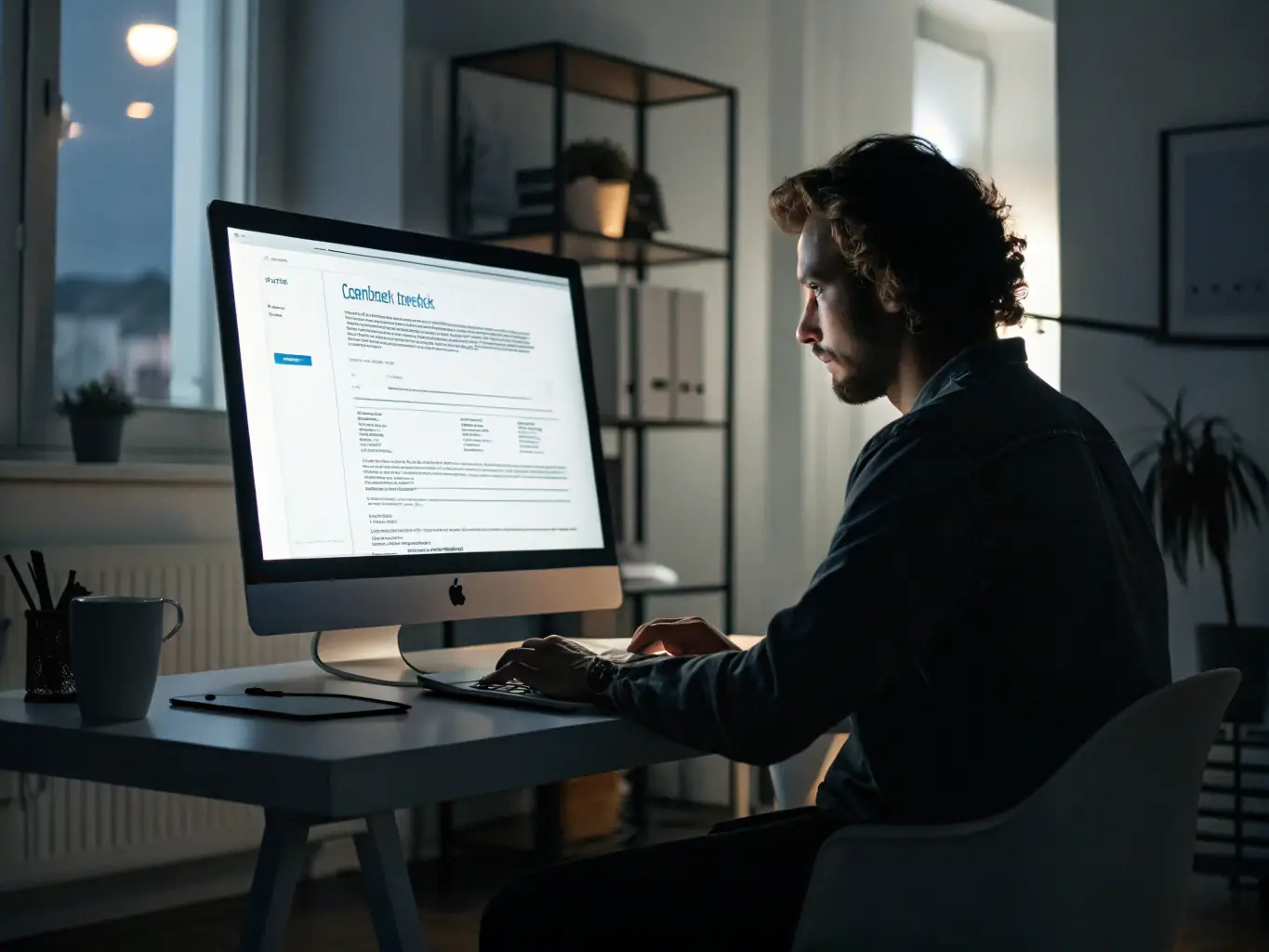 A person analyzing loan options on a laptop, with charts and graphs illustrating interest rates and repayment terms.